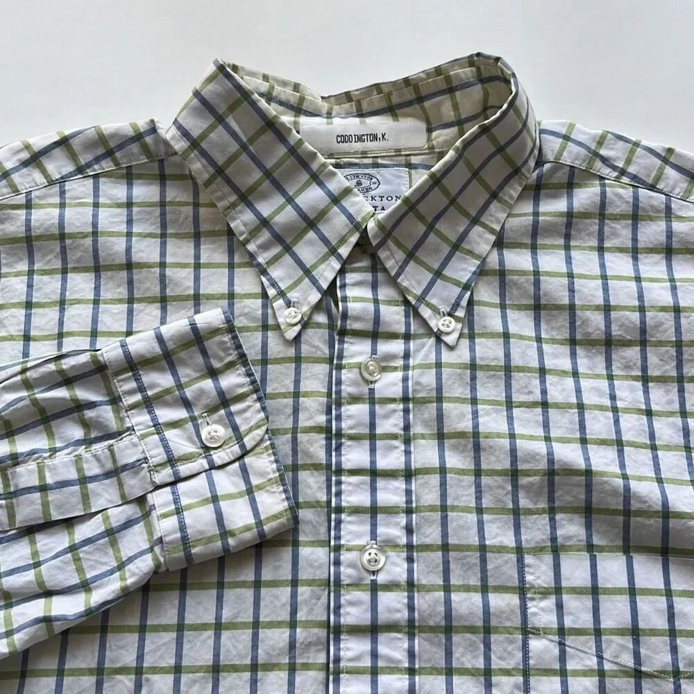 H. Stockton Atlanta Windowpane Button Down Shirt Sz. L